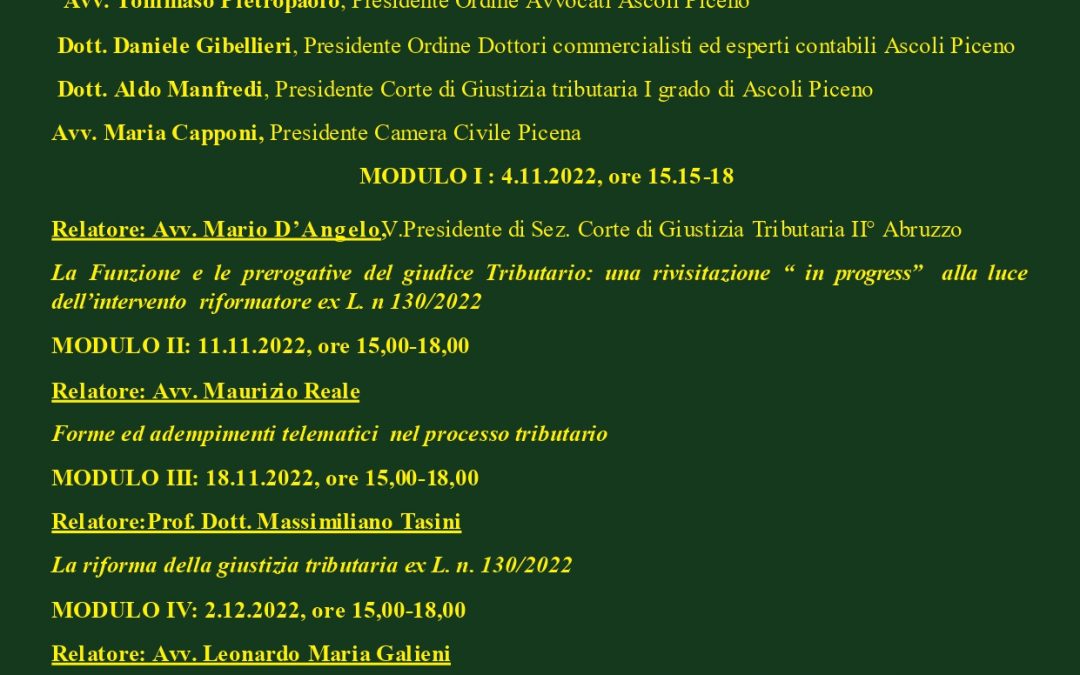 Corso processo tributario